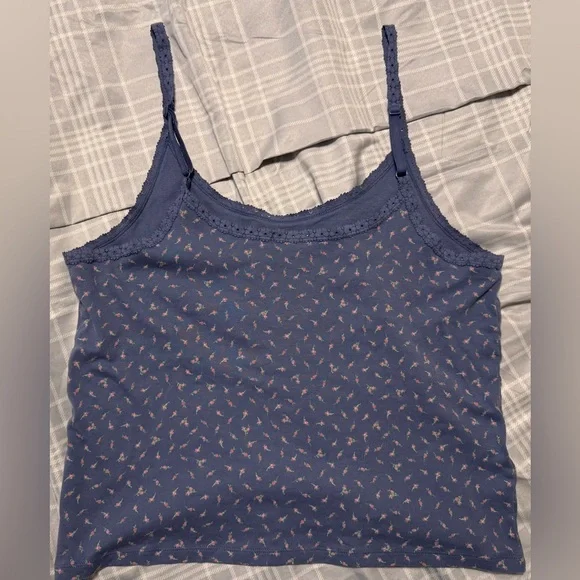 EUC PINK Victoria’s Secret Floral Crochet Trim Lounge Sleep Tank - Picture 4 of 7